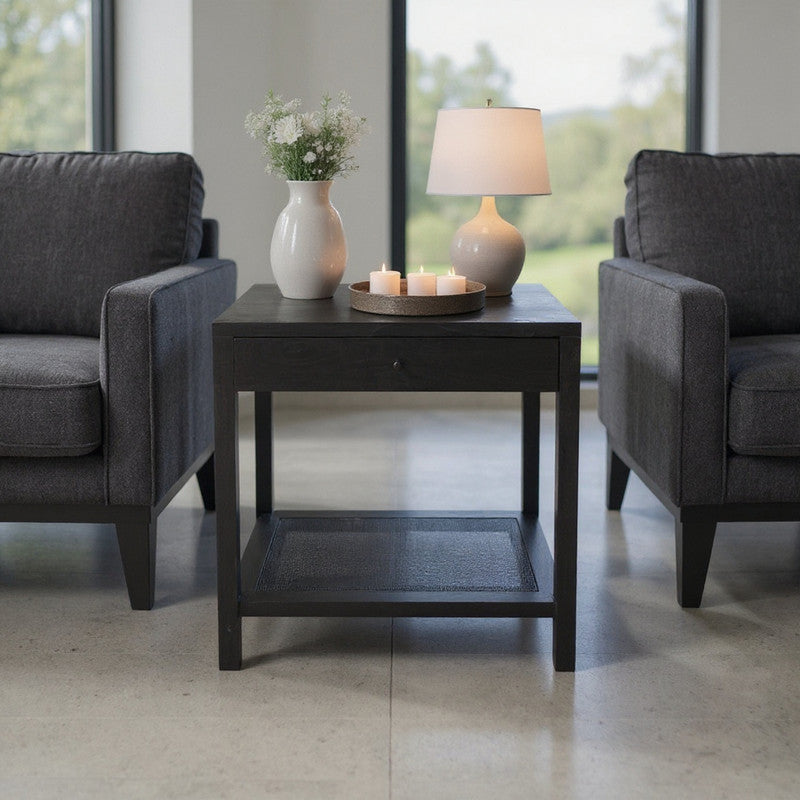 Barbados Black Cane End Table