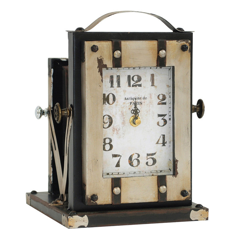 Time Flash Black/Brown Table Clock
