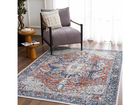 Cabacungan Blue & Rust Washable Area Rug - Clearance - Ornate Home