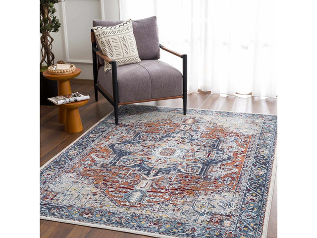 Cabacungan Blue & Rust Washable Area Rug - Clearance - Ornate Home
