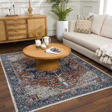 Cabacungan Blue & Rust Washable Area Rug - Clearance - Ornate Home