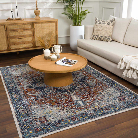 Cabacungan Blue & Rust Washable Area Rug - Clearance - Ornate Home
