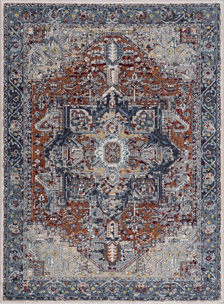 Cabacungan Blue & Rust Washable Area Rug - Clearance - Ornate Home