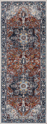 Cabacungan Blue & Rust Washable Area Rug - Clearance - Ornate Home
