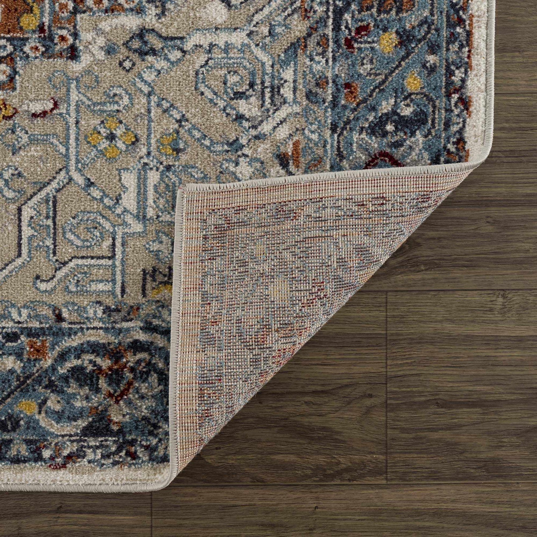 Cabacungan Blue & Rust Washable Area Rug - Clearance - Ornate Home