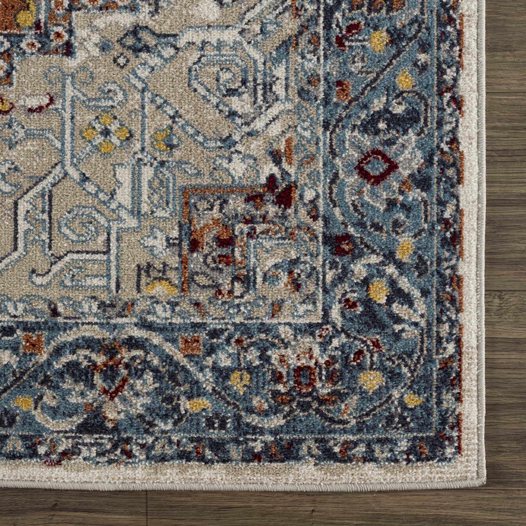 Cabacungan Blue & Rust Washable Area Rug - Clearance - Ornate Home
