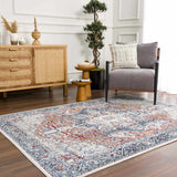 Cabacungan Blue & Rust Washable Area Rug - Clearance - Ornate Home