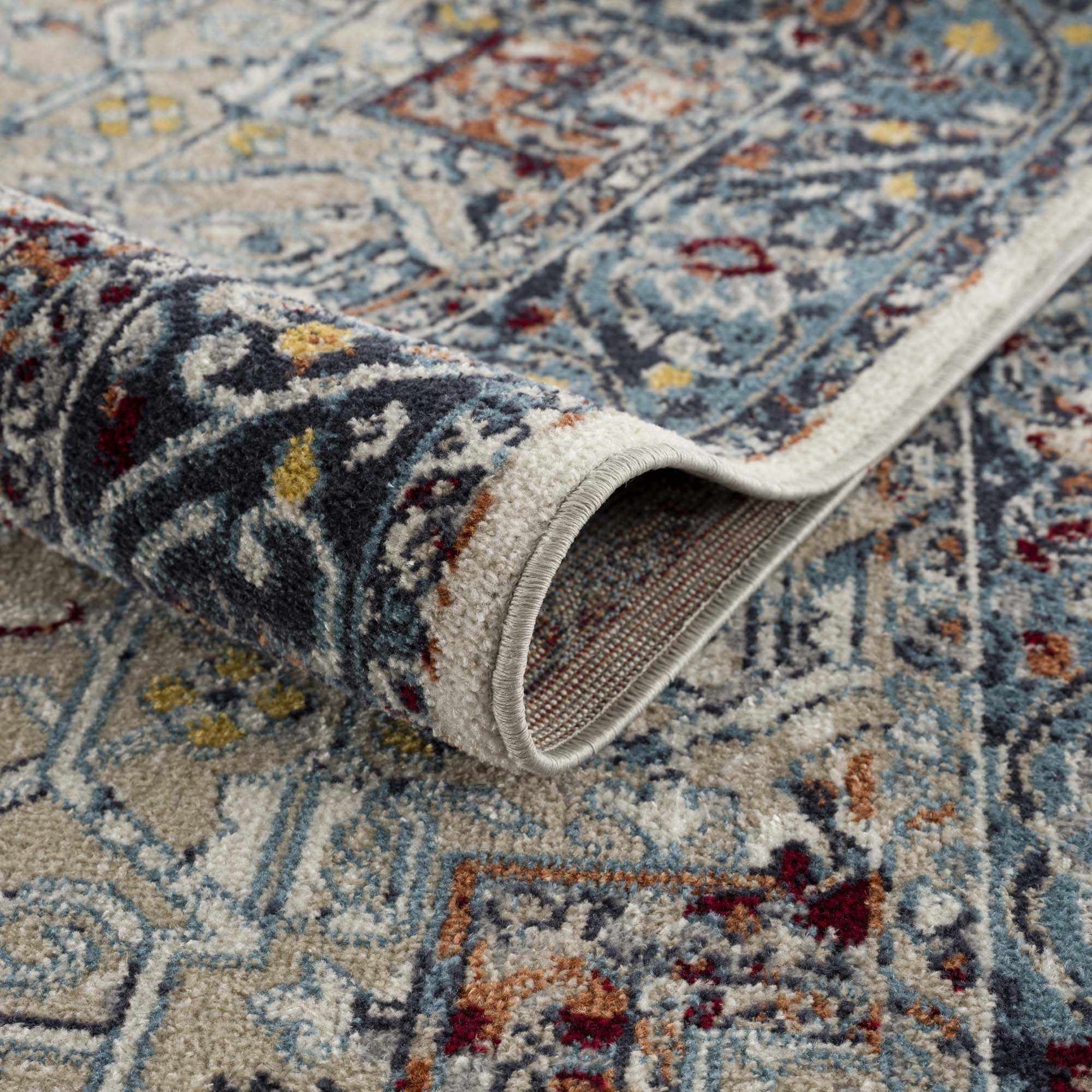 Cabacungan Blue & Rust Washable Area Rug - Clearance - Ornate Home