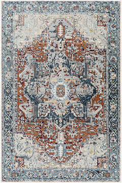 Cabacungan Blue & Rust Washable Area Rug - Clearance - Ornate Home