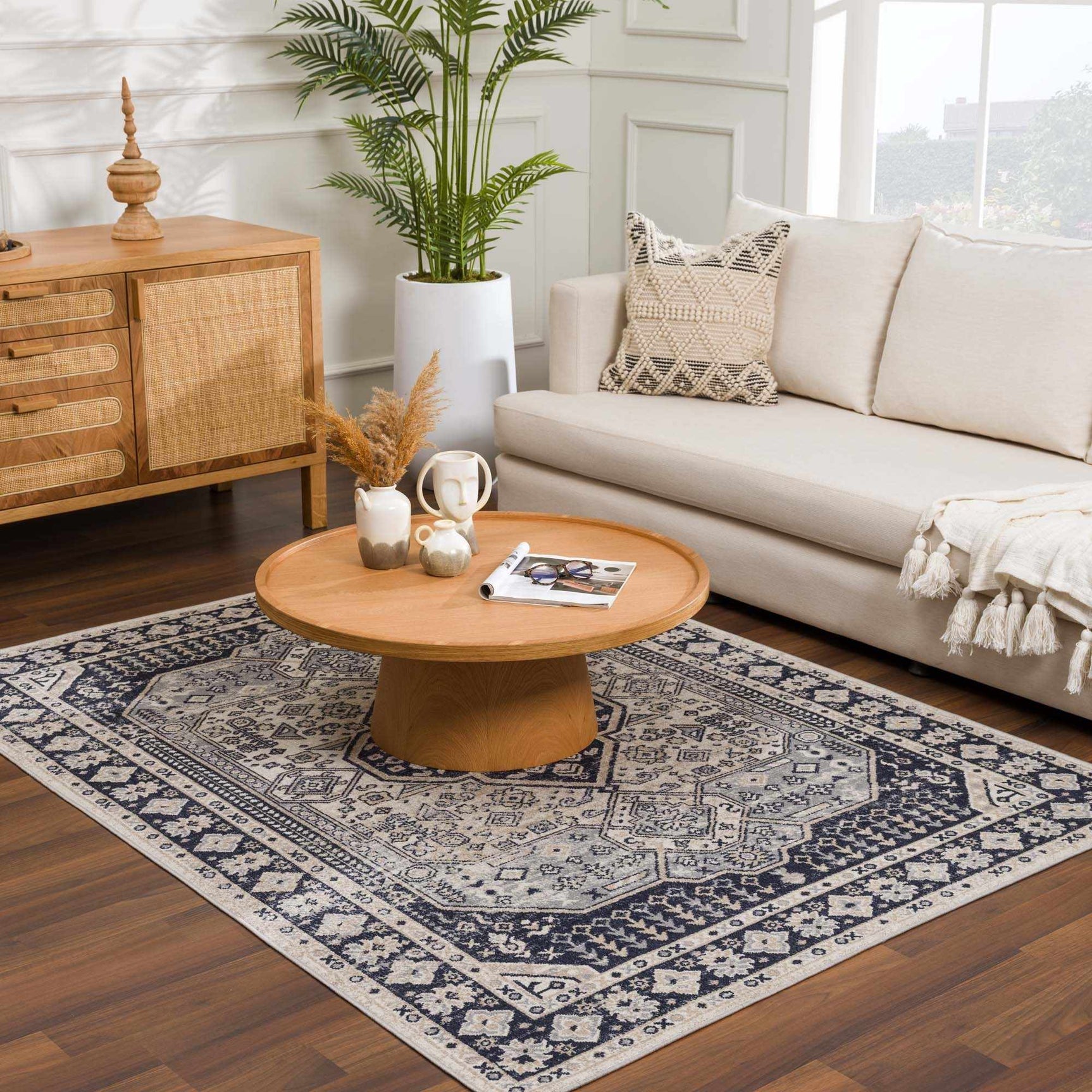 Cabacungan Cream & Gray Washable Area Rug - Clearance - Ornate Home