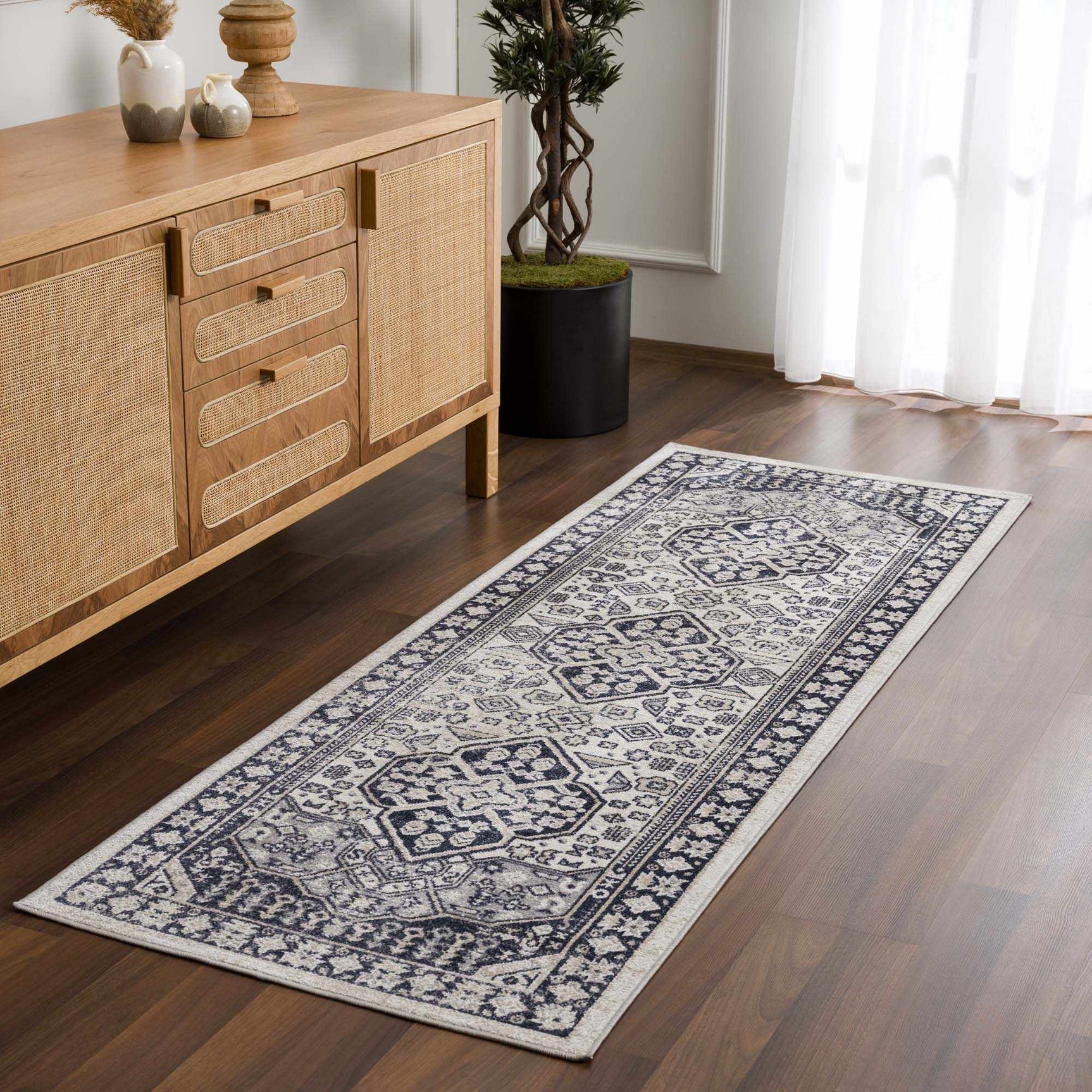 Cabacungan Cream & Gray Washable Area Rug - Ornate Home