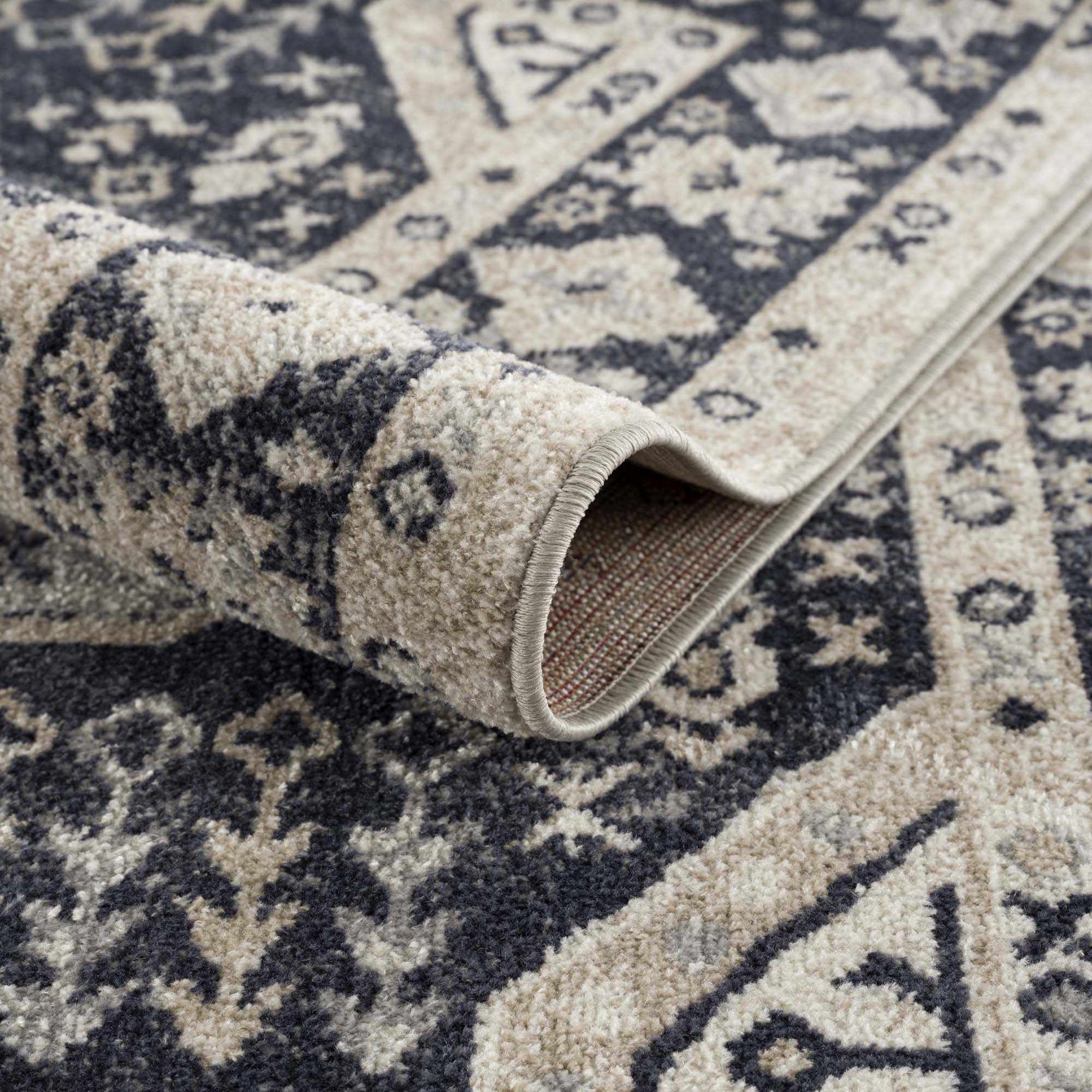 Cabacungan Cream & Gray Washable Area Rug - Ornate Home