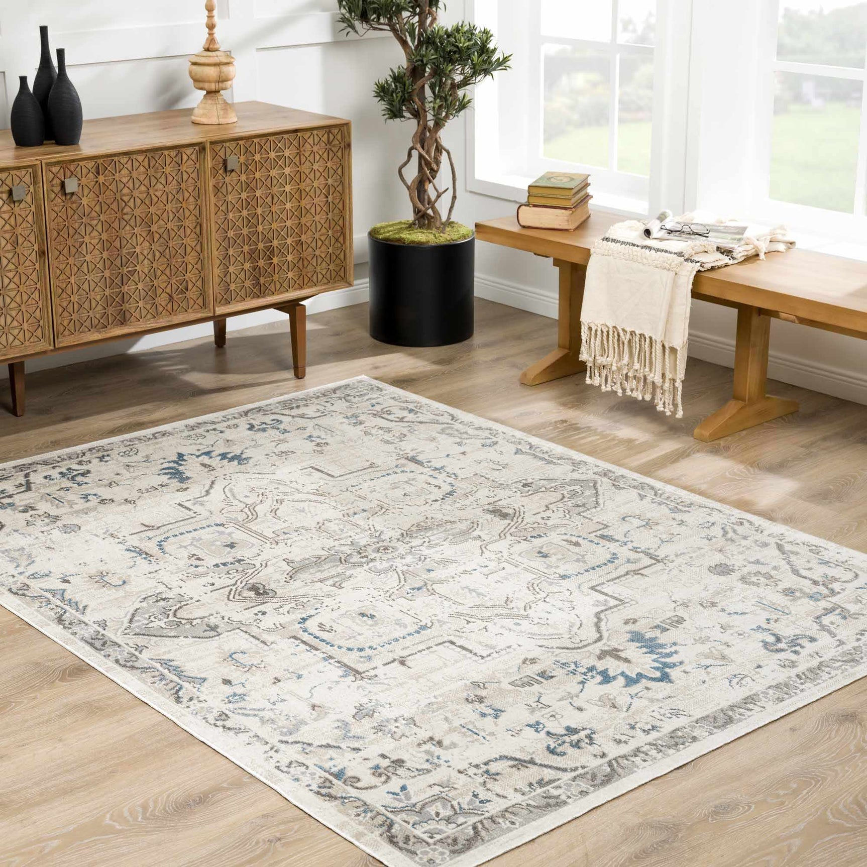 Cabacungan Cream Washable Area Rug - Clearance - Ornate Home