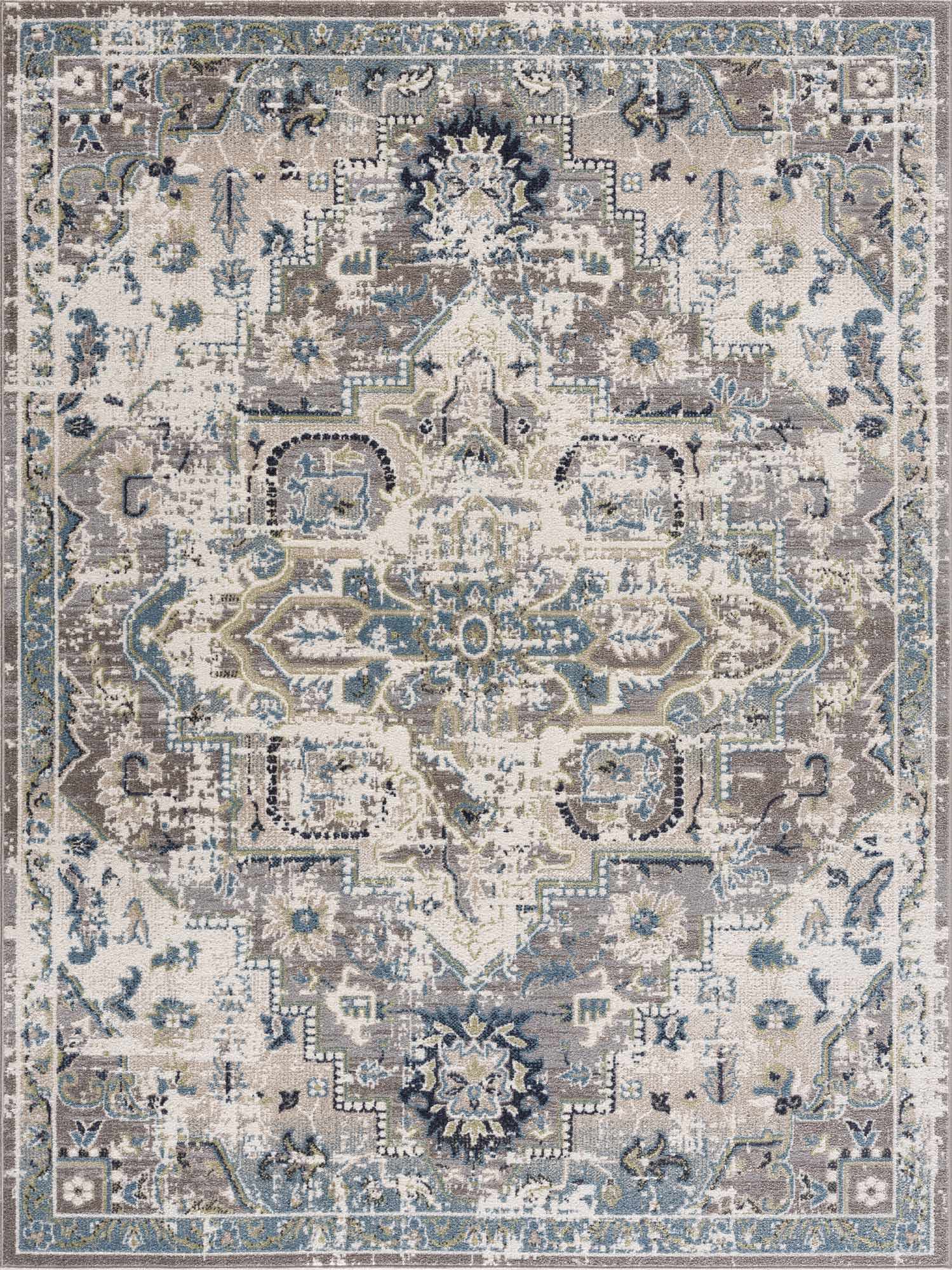 Cabacungan Gray & Blue Washable Area Rug - Ornate Home