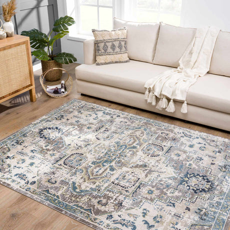 Cabacungan Gray & Blue Washable Area Rug - Ornate Home