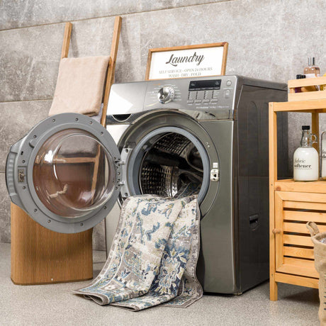 Cabacungan Gray & Blue Washable Area Rug - Ornate Home