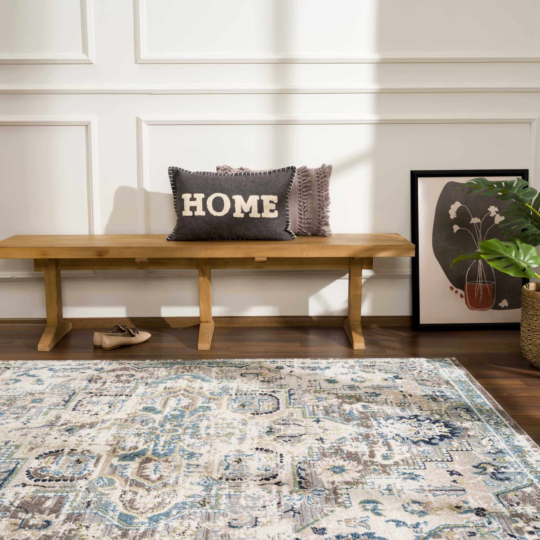 Cabacungan Gray & Blue Washable Area Rug - Ornate Home