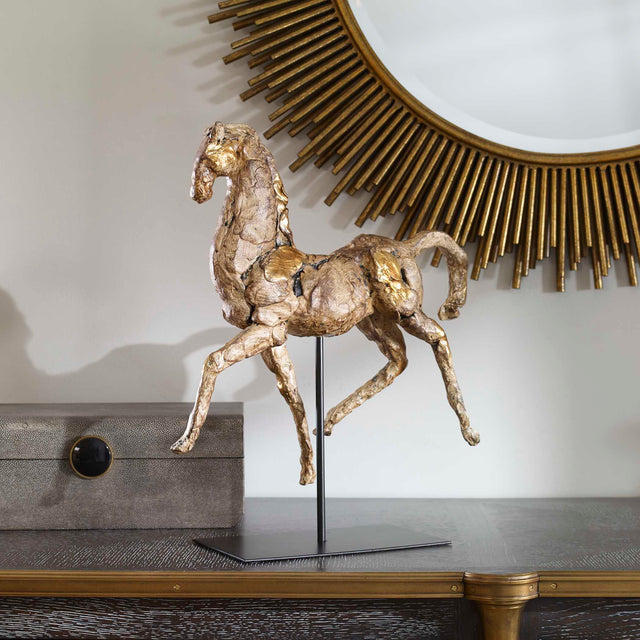 Caballo Dorado Gold/Silver Horse Sculpture - Ornate Home
