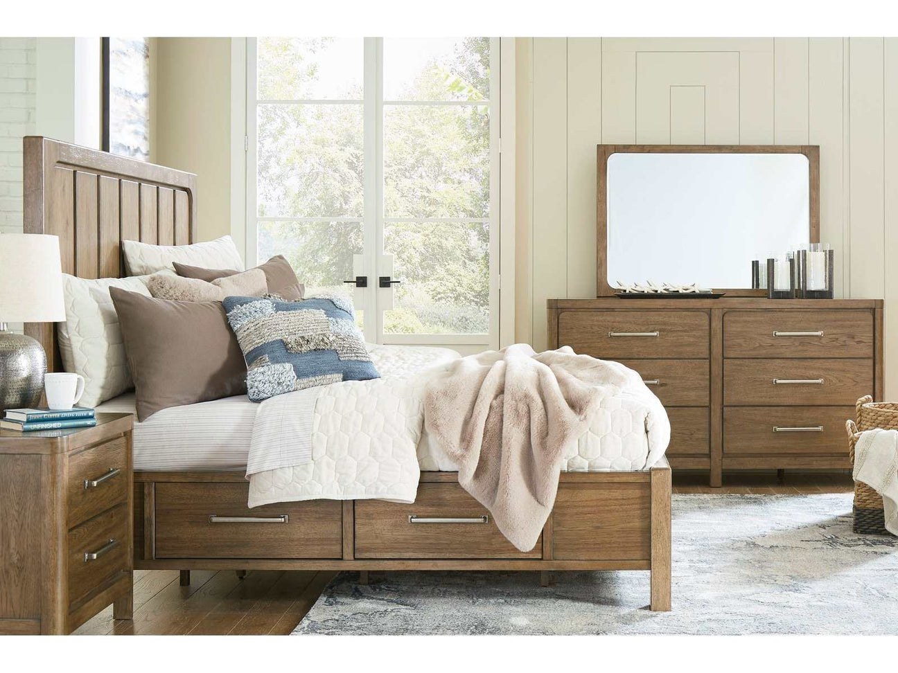 Cabalynn Light Brown California King Panel Bed w/ 4 Storage Drawers (Online Special Price) - Ornate Home