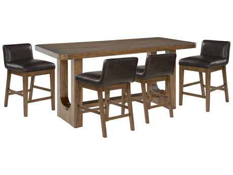 Cabalynn Light Brown Counter Height Dining Table and 4 Barstools - Ornate Home