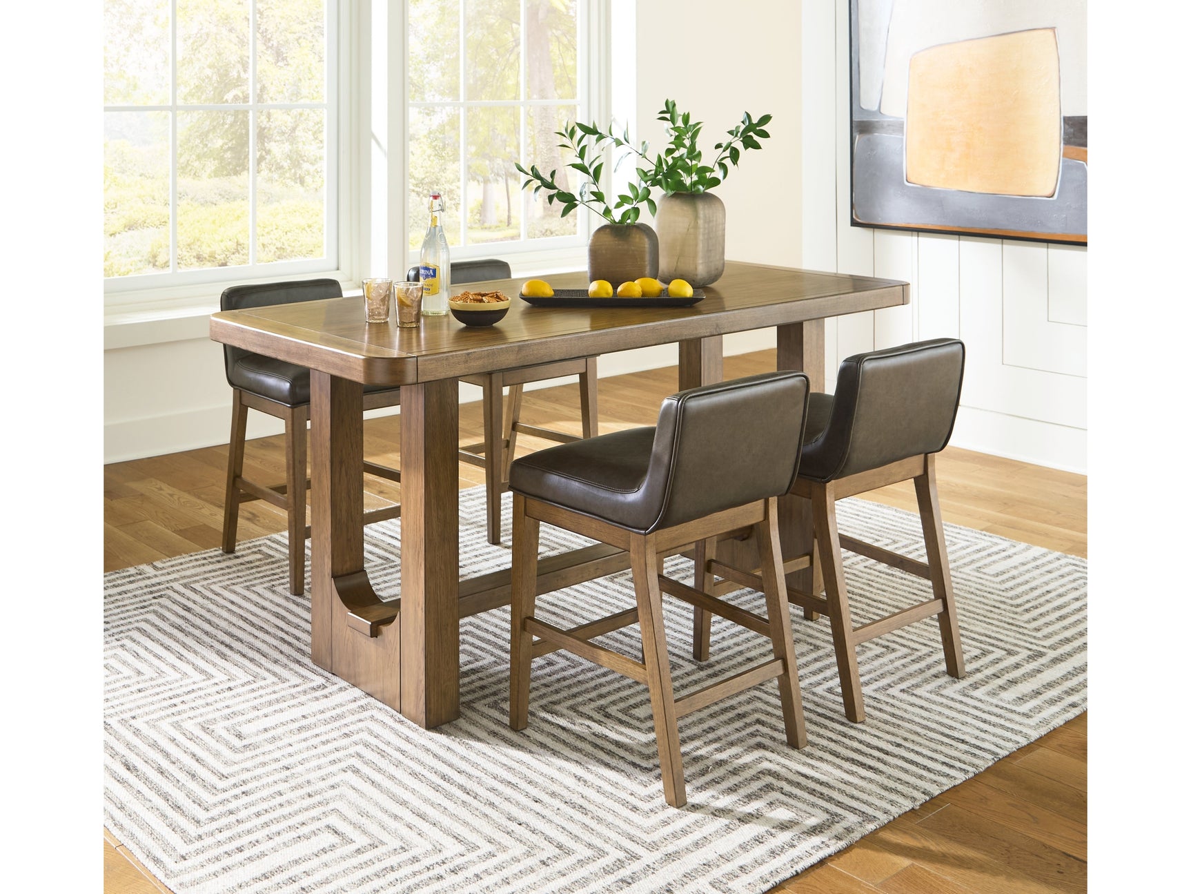 Cabalynn Light Brown Counter Height Dining Table and 4 Barstools - Ornate Home