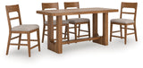 Cabalynn Light Brown Counter Height Dining Table w/ 4 Barstools - Ornate Home