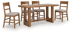 Cabalynn Light Brown Counter Height Dining Table w/ 4 Barstools - Ornate Home