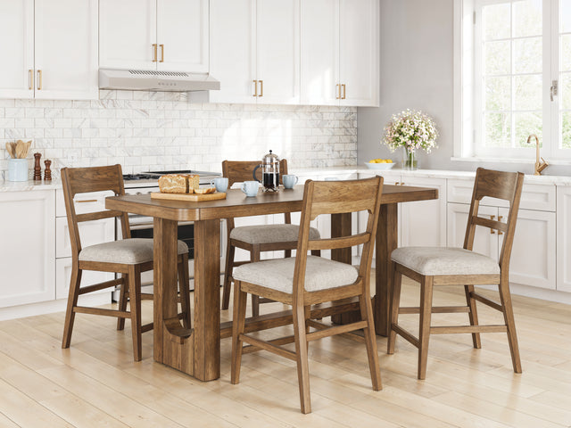 Cabalynn Light Brown Counter Height Dining Table w/ 4 Barstools - Ornate Home