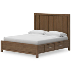 Cabalynn Light Brown King Panel Bed w/ 4 Storage Drawers - Ornate Home