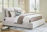 Cabalynn Light Brown King Upholstered Bedroom Set with Dresser, Mirror and Nightstand (Online Special Price) - Ornate Home