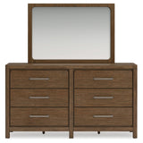 Cabalynn Light Brown King Upholstered Bedroom Set with Dresser, Mirror and Nightstand - Ornate Home