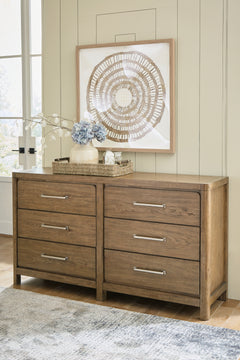 Cabalynn Light Brown King Upholstered Bedroom Set with Dresser and 2 Nightstands - Ornate Home