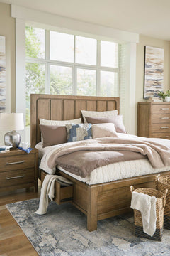 Cabalynn Light Brown Queen Panel Bed w/ 4 Storage Drawers - Ornate Home