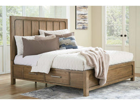 Cabalynn Light Brown Queen Panel Bed w/ 4 Storage Drawers - Ornate Home
