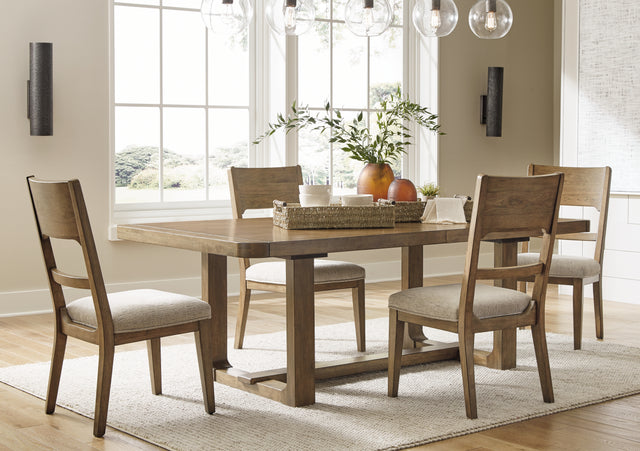Cabalynn Oatmeal/Light Brown Extension Dining Table and 4 Chairs - Ornate Home