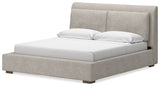 Cabalynn Oatmeal/Light Brown King Upholstered Bedroom Set with 2 Nightstands (Online Special Price) - Ornate Home