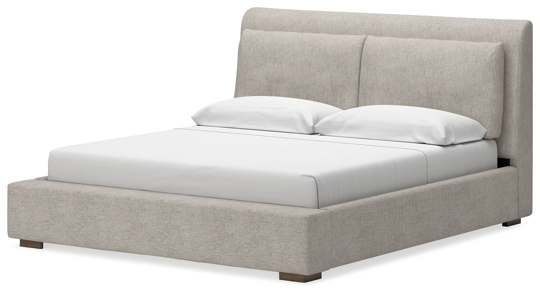 Cabalynn Oatmeal/Light Brown King Upholstered Bedroom Set with 2 Nightstands (Online Special Price) - Ornate Home