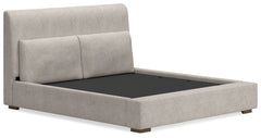 Cabalynn Oatmeal/Light Brown King Upholstered Bedroom Set with 2 Nightstands - Ornate Home
