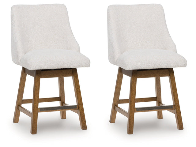 Cabalynn Oatmeal/Light Brown Upholstered Barstool (Set of 2) (Online Special Price) - Ornate Home