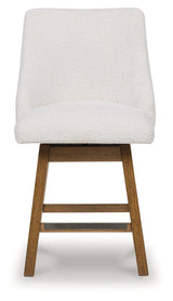 Cabalynn Oatmeal/Light Brown Upholstered Barstool (Set of 2) (Online Special Price) - Ornate Home