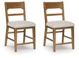Cabalynn Oatmeal/Light Brown Upholstered Barstool (Set of 2) - Ornate Home