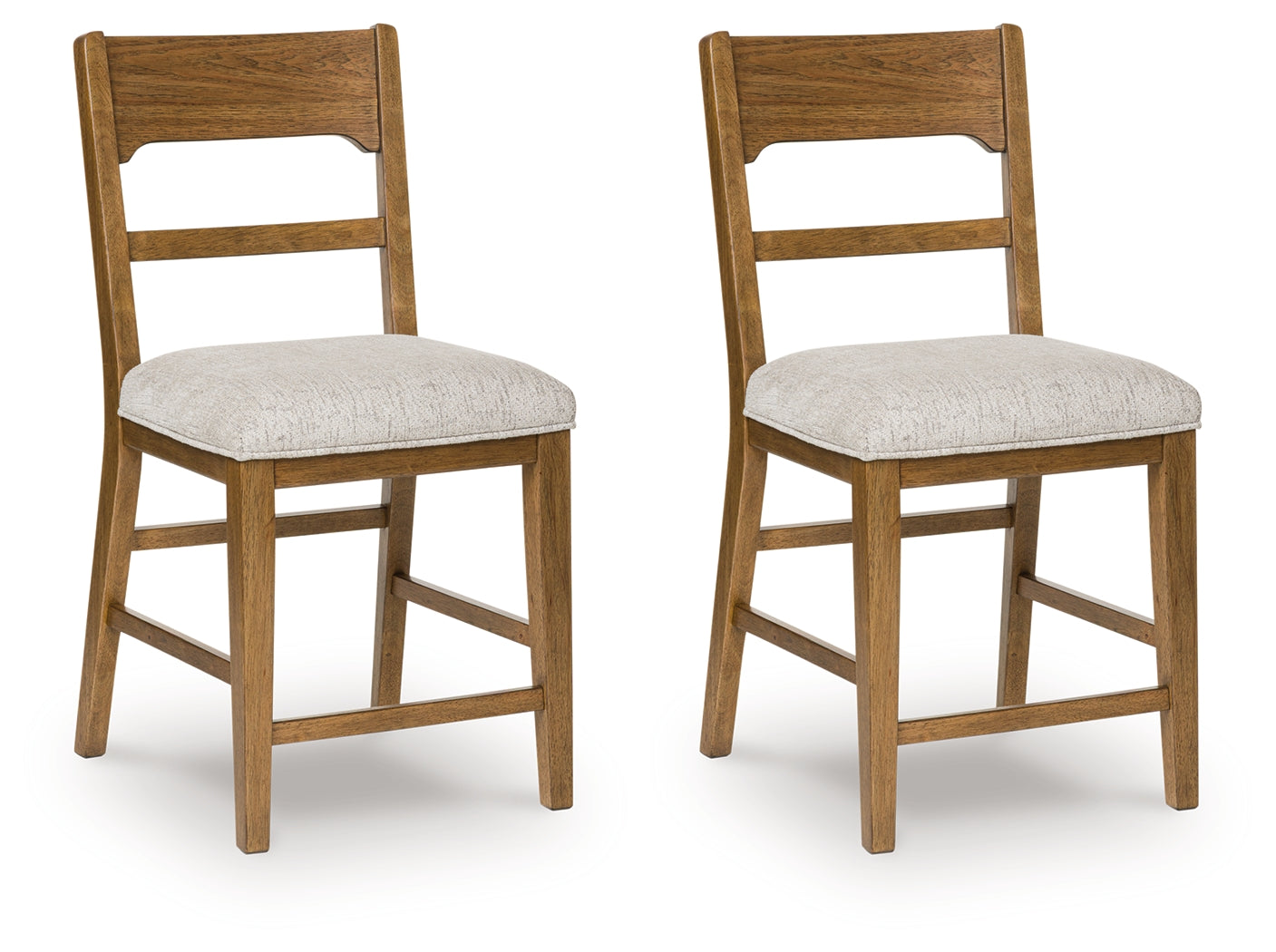 Cabalynn Oatmeal/Light Brown Upholstered Barstool (Set of 2) - Ornate Home