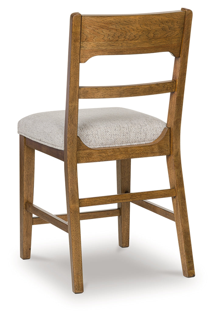 Cabalynn Oatmeal/Light Brown Upholstered Barstool (Set of 2) - Ornate Home