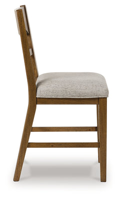 Cabalynn Oatmeal/Light Brown Upholstered Barstool (Set of 2) - Ornate Home