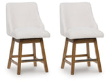 Cabalynn Oatmeal/Light Brown Upholstered Barstool (Set of 2) - Ornate Home