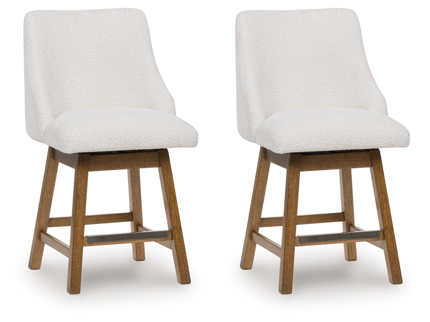 Cabalynn Oatmeal/Light Brown Upholstered Barstool (Set of 2) - Ornate Home