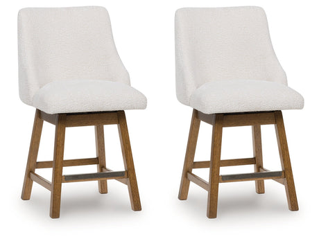 Cabalynn Oatmeal/Light Brown Upholstered Barstool (Set of 2) - Ornate Home