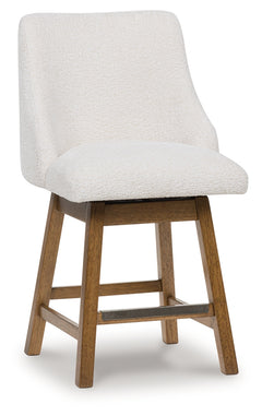 Cabalynn Oatmeal/Light Brown Upholstered Barstool (Set of 2) - Ornate Home