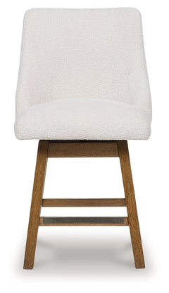 Cabalynn Oatmeal/Light Brown Upholstered Barstool (Set of 2) - Ornate Home