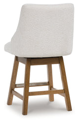 Cabalynn Oatmeal/Light Brown Upholstered Barstool (Set of 2) - Ornate Home